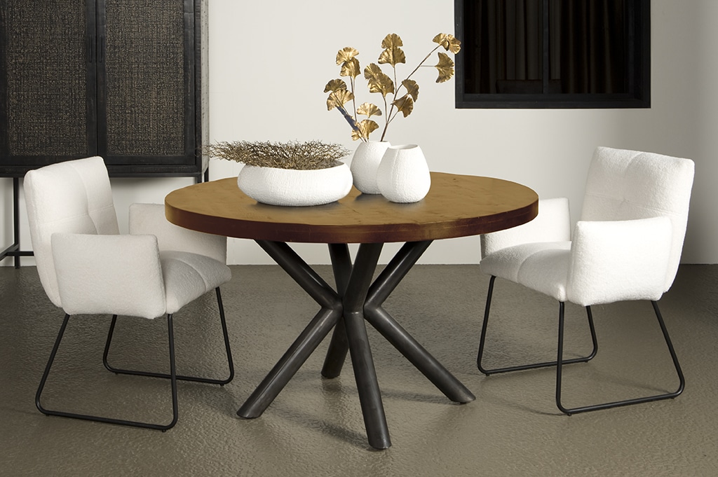 Tower Living eettafel Selva rond bruin mangohout