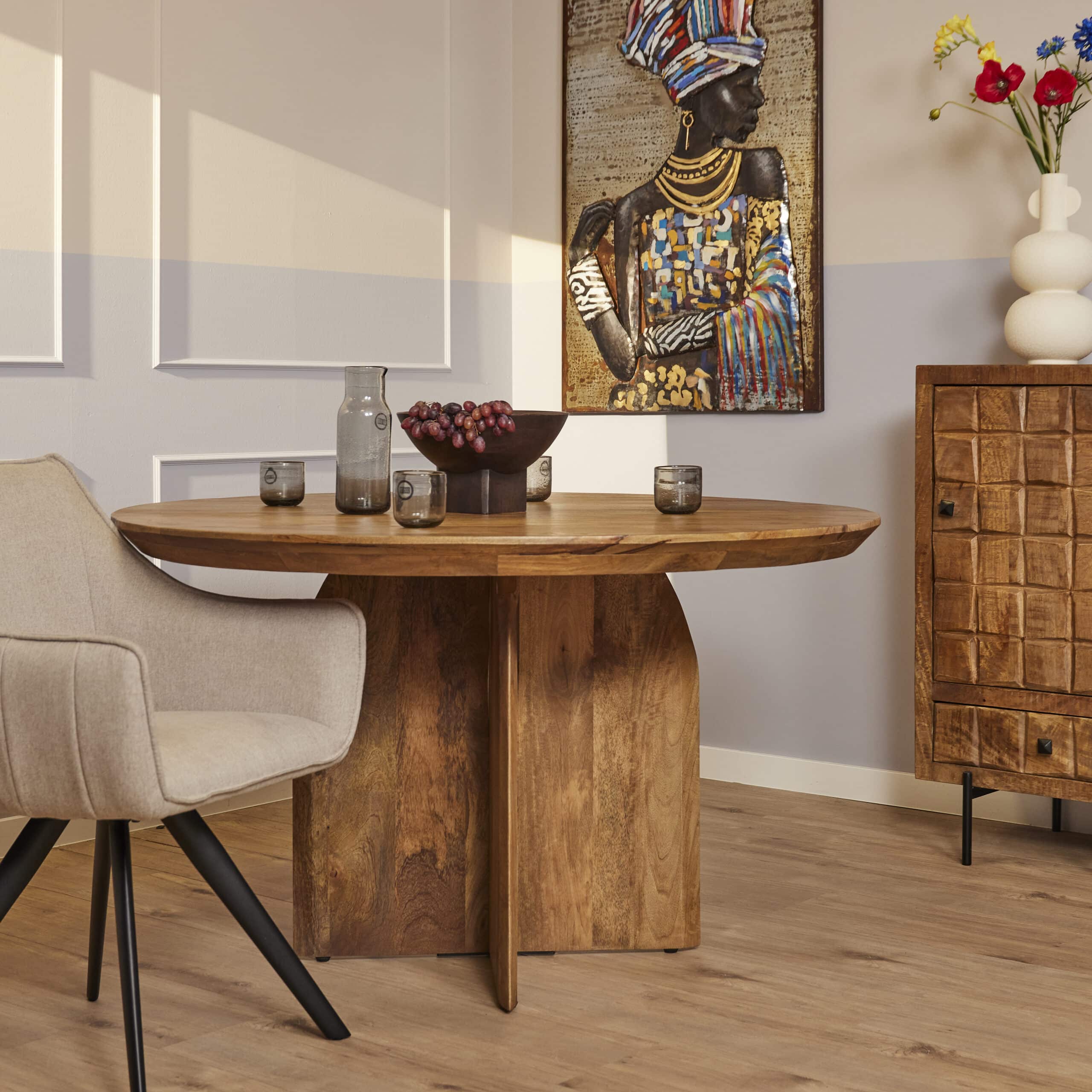 Starfurn Ronde eettafel Tense Naturel Mangohout 150 cm