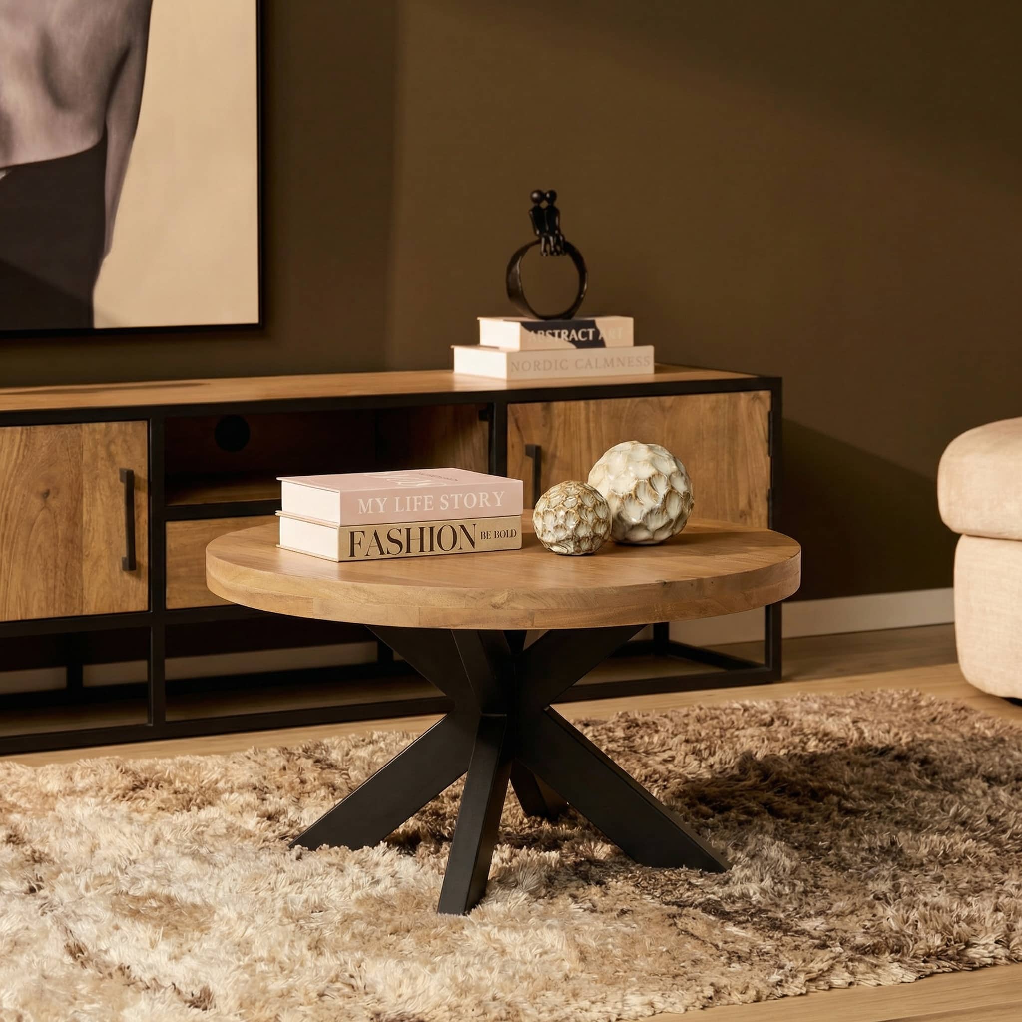 Starfurn Ronde salontafel Dakota Naturel Mangohout 80 cm