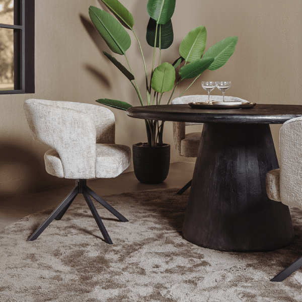 Tower Living eettafel Asti 130 cm rond mangohout zwart