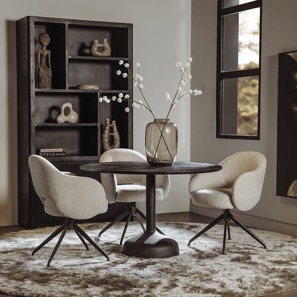 Tower Living eettafel Elba 120 cm rond mangohout zwart