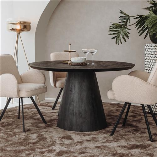 Tower Living eettafel Premana rond 150x150x77 cm zwart mangohout