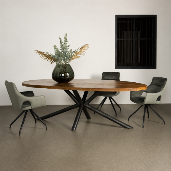 Tower Living eettafel Selva ovaal 220x110x77 cm bruin mangohout