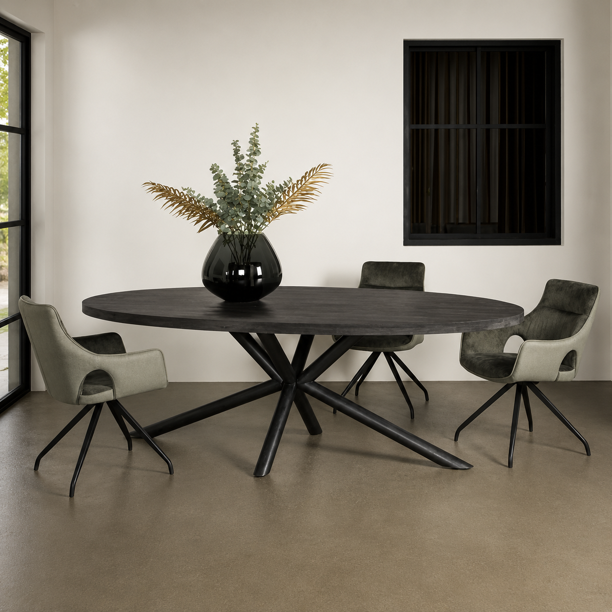 Tower Living eettafel Selva ovaal 200x100x77 cm zwart mangohout