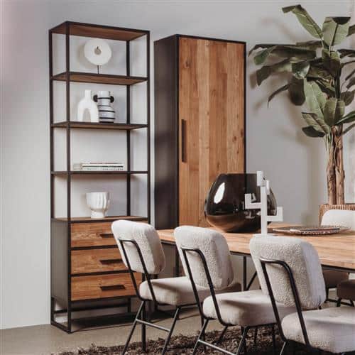 SHOWMODEL Tower Living opbergkast Felino teak ( deur rechts draaiend) 60x45x220 cm
