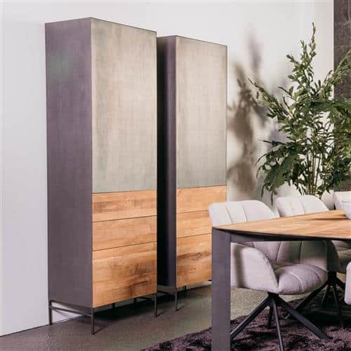 SHOWMODEL Tower Living opbergkast Pandora gerecycled teak ( deur rechts draaiend) 55x45x202 cm