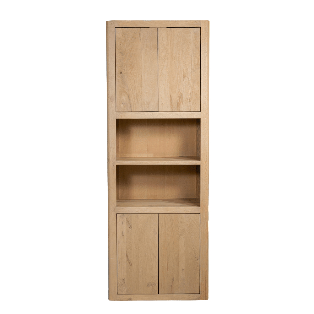 Tower Living opbergkast Tenna 80x45x220 cm 4 deurs/ 2 open vakken mangohout naturel