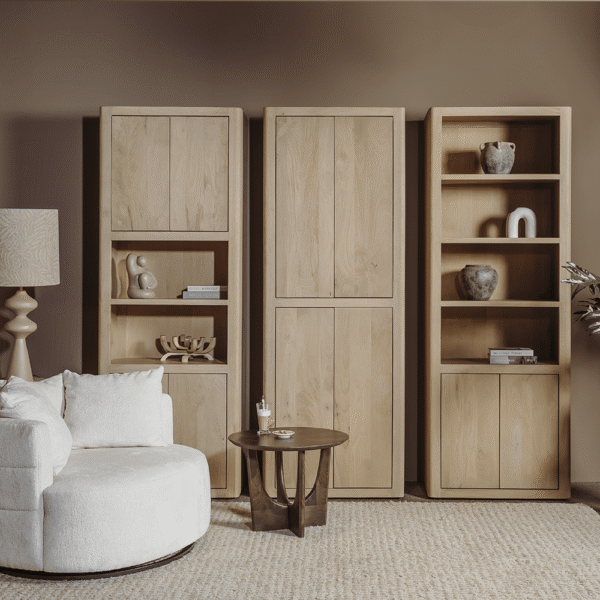 Tower Living opbergkast Tenna 80x45x220 cm 4 deurs/ 2 open vakken mangohout naturel