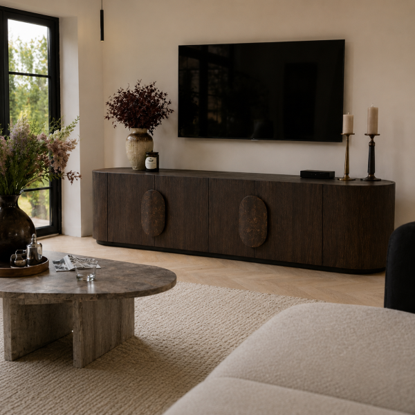 Tower Living tv meubel Allure 210x40x50 cm donkerbruin eiken