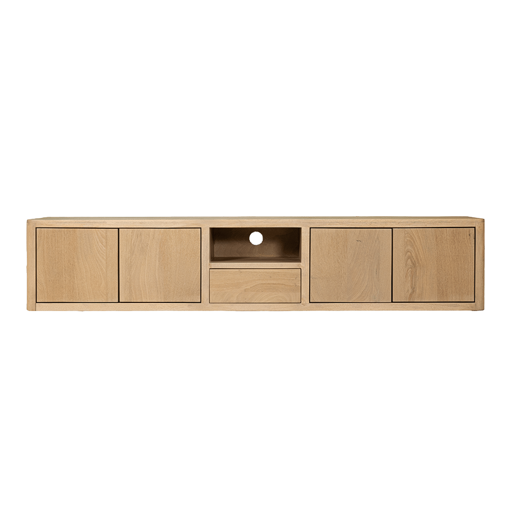 Tower Living tv meubel zwevend/ staand Tenna 200x45x40 cm mangohout naturel