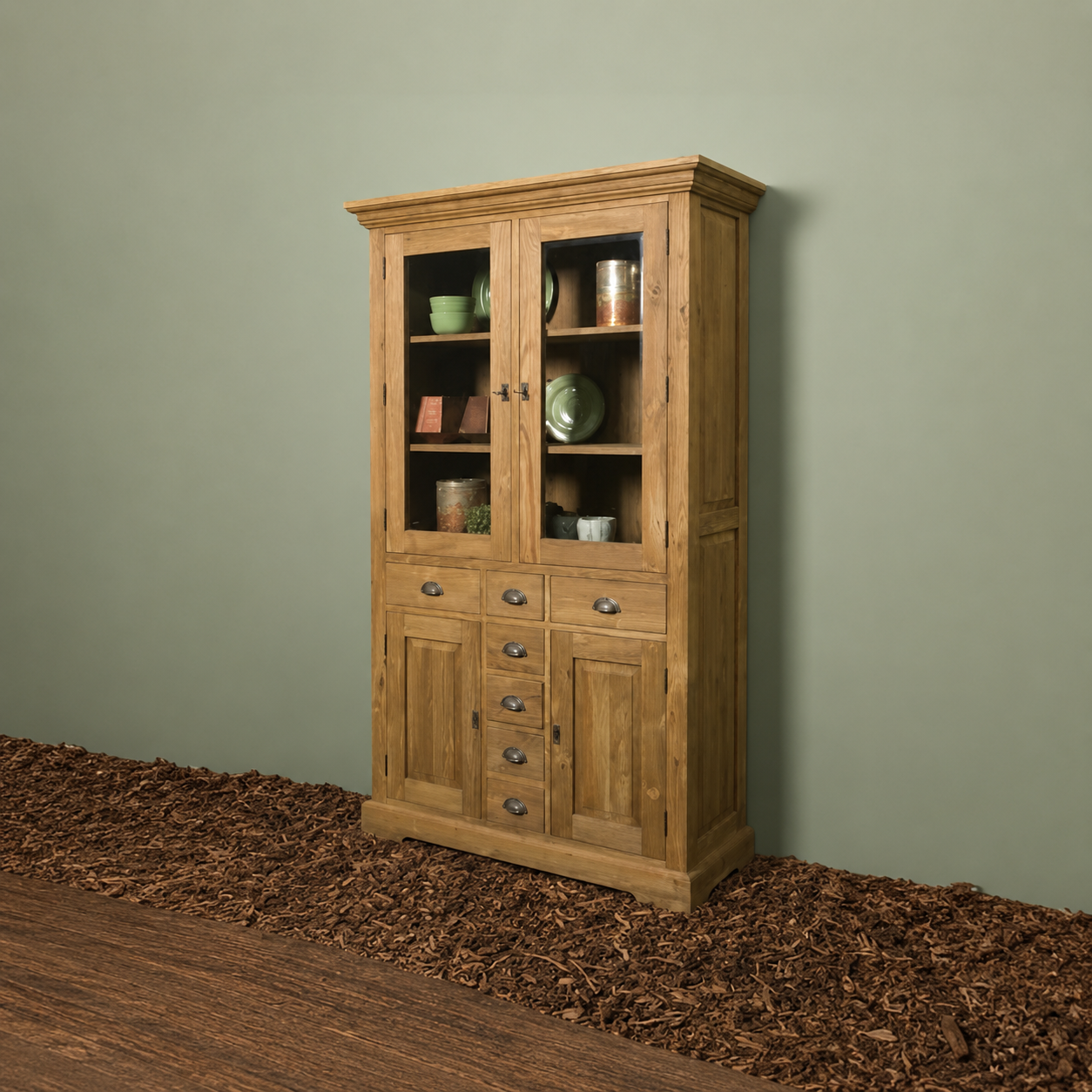 Tower Living vitrinekast Bologna 115x40x195 cm teak