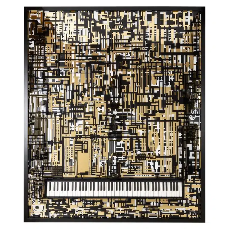 Richmond Interiors Wall art Piano Wibi zwart/ goud