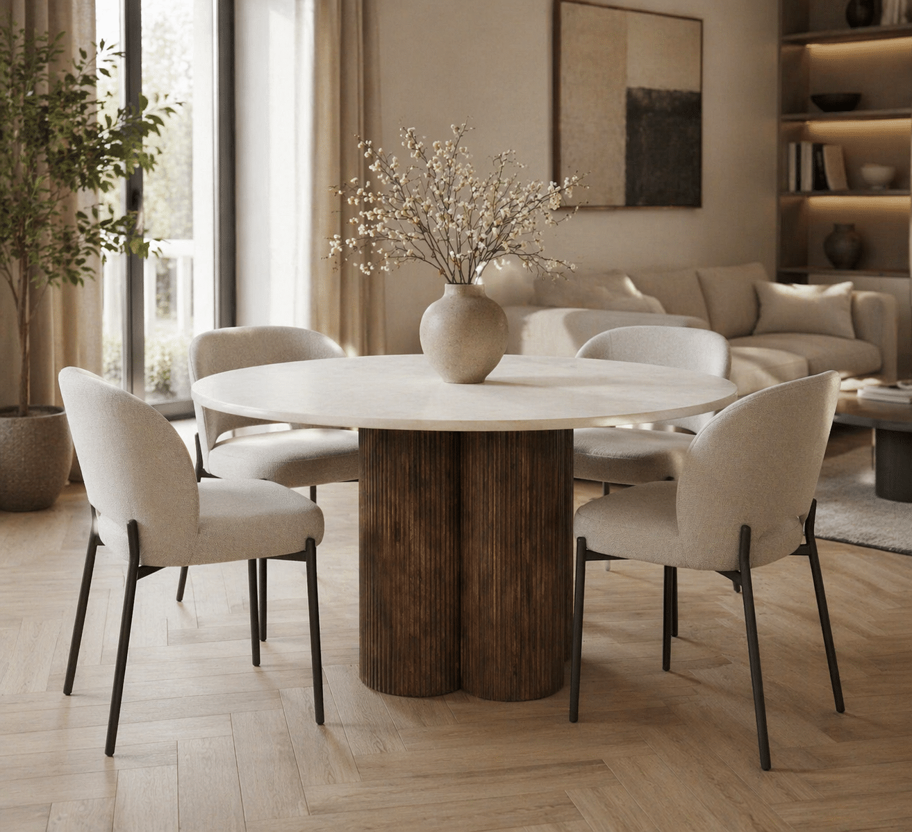 Eleonora eettafel Xanni 130 cm rond marmer