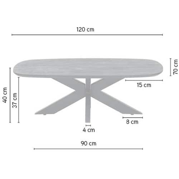 afmetingen Nijwie MySons Salontafel deens ovaal 120, Mango Ashblond - Akagi Table Collection