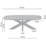 afmetingen Nijwie MySons Salontafel deens ovaal 120, Mango Smooth Natural - Akagi Table Collection