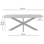 afmetingen Nijwie MySons eettafel deens ovaal 230x105x78 Mango Smooth Natural – Akagi Table Collection