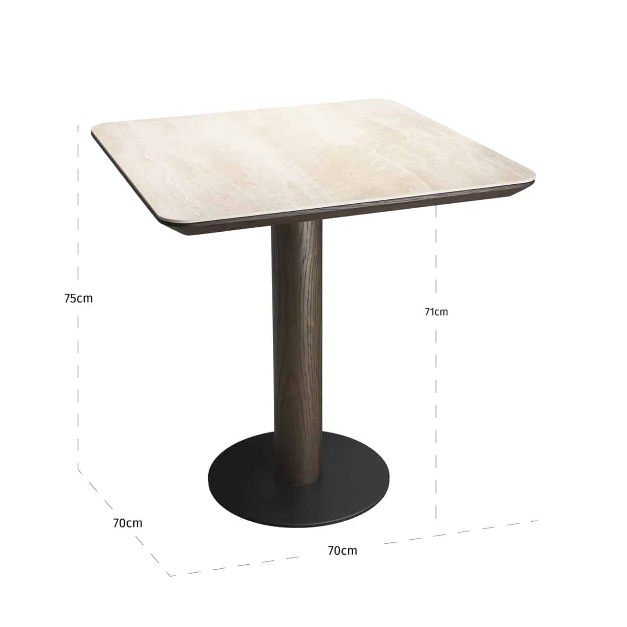 Richmond Interiors bistrotafel Ritz 75 cm vierkant travertin
