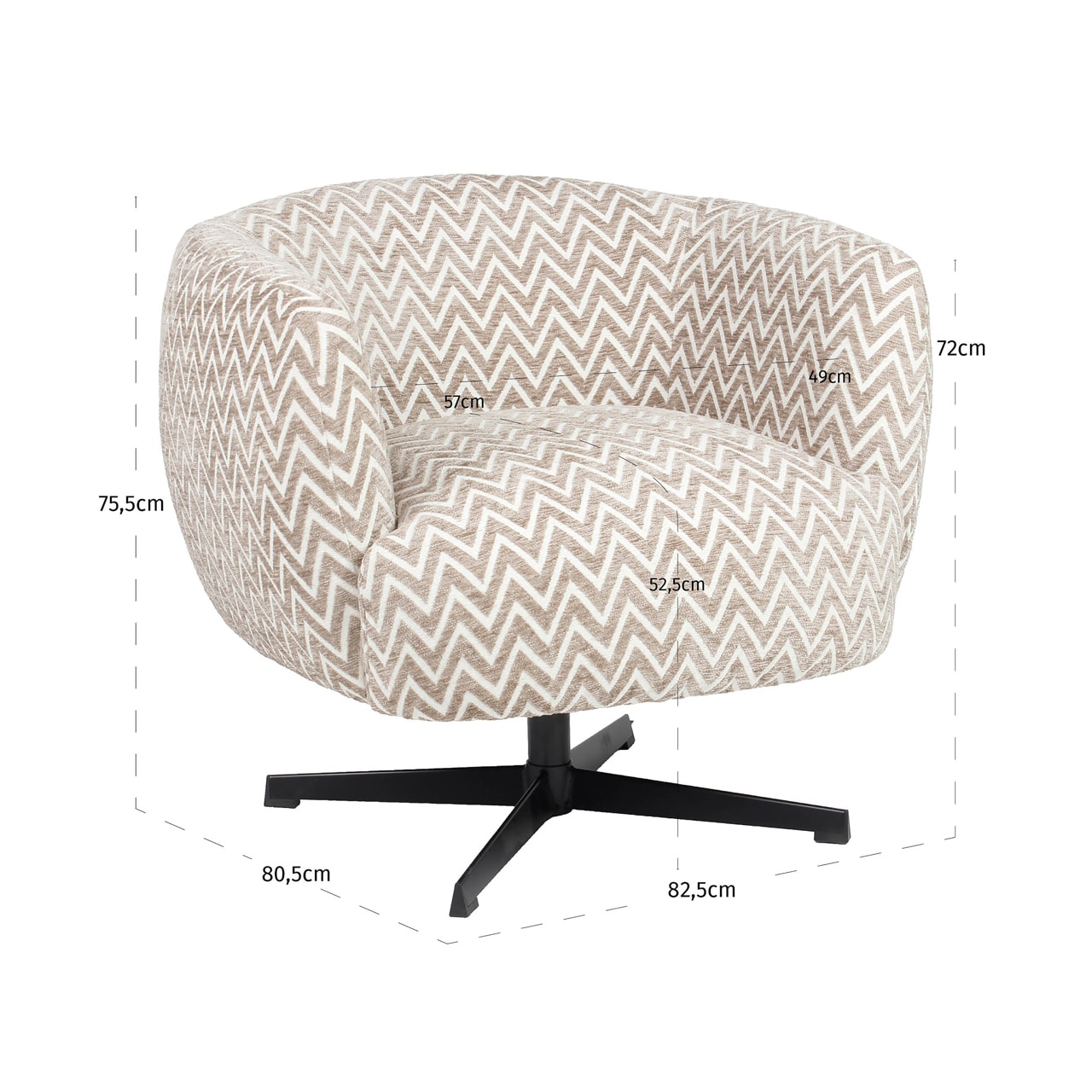 Richmond Interiors draaifauteuil Estelle sand chevron