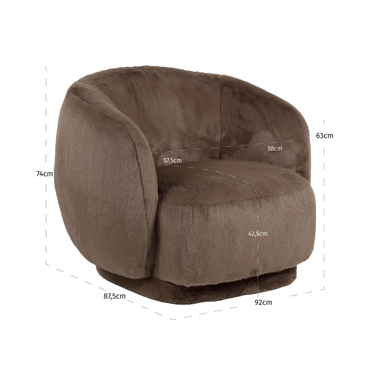 Richmond Interiors draaifauteuil Negreslo met arm bruin fluffy