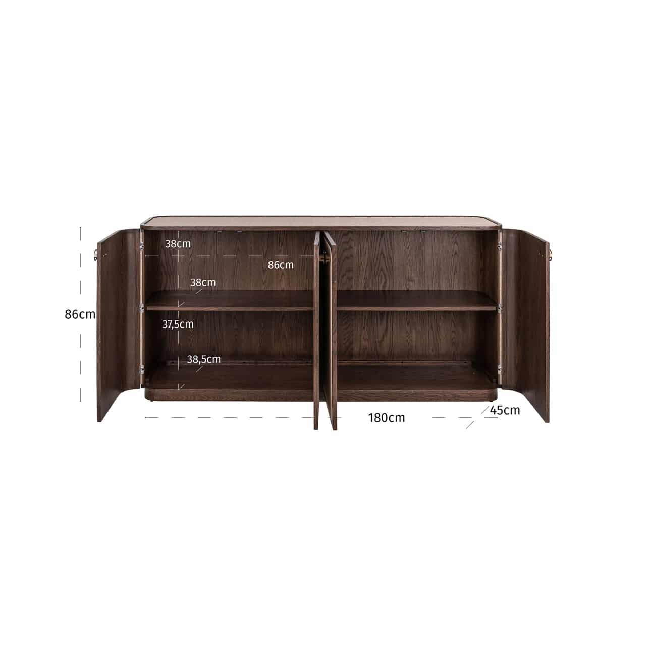 Richmond Interiors dressoir Willox 180x45x86 cm linnen/glas