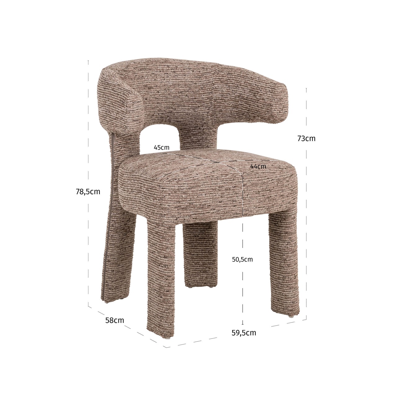 Richmond Interiors eetkamerstoel Nerio met arm mocca