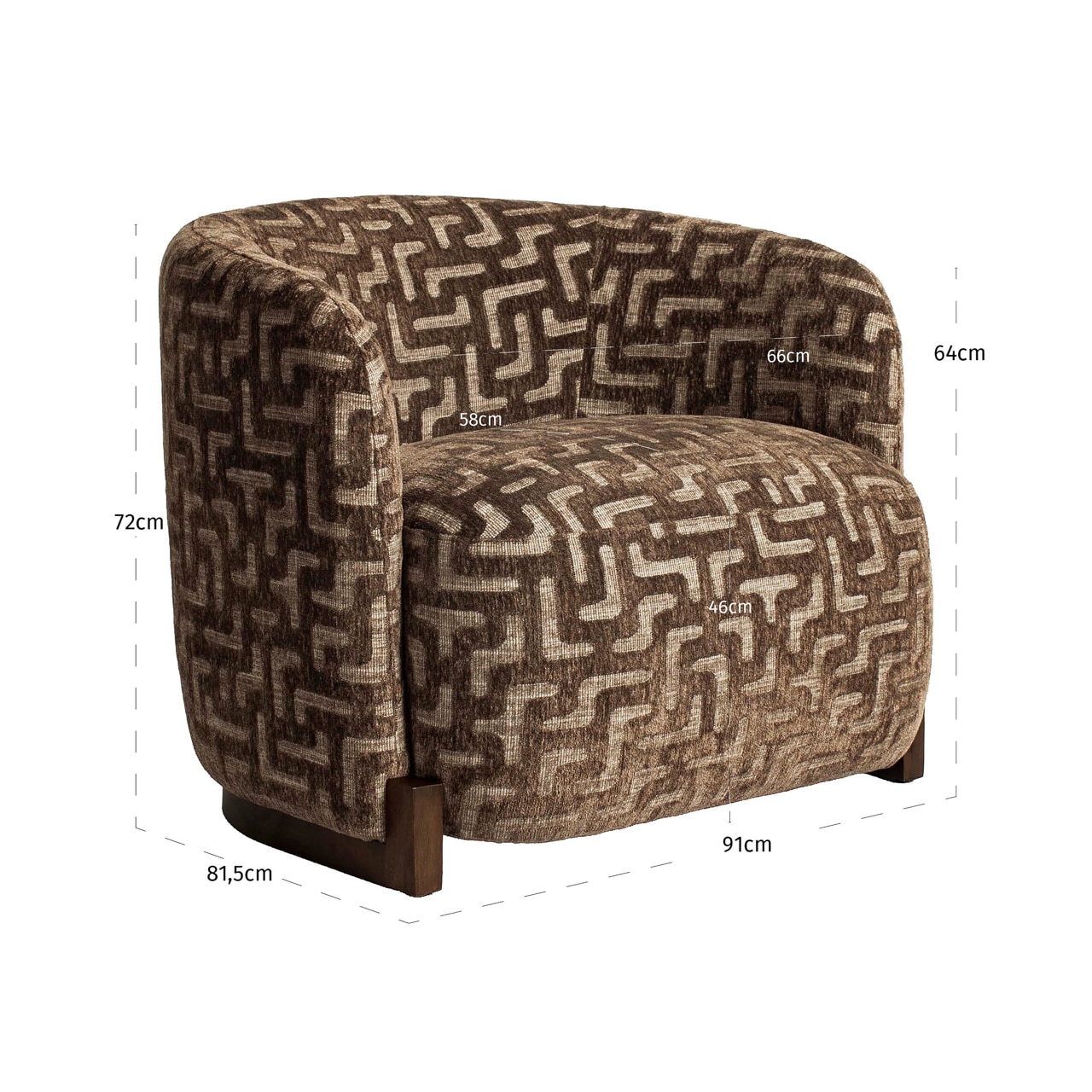 Richmond Interiors fauteuil Hannah met arm brown labyrinth