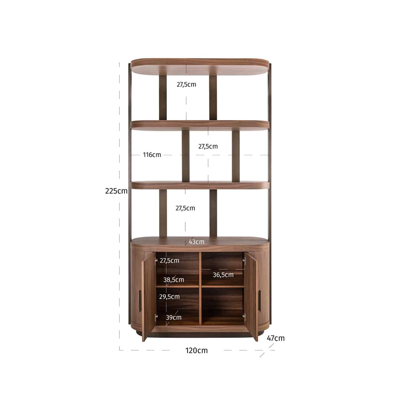 Richmond Interiors wandkast Windsor 120x45x225 cm hout