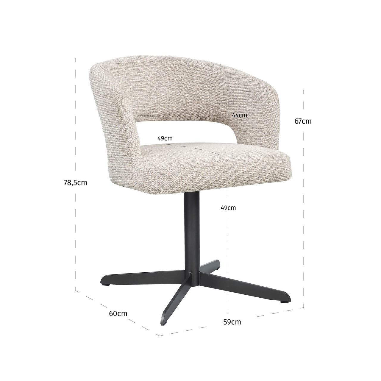 Richmond interiors eetkamerstoel Blanca draaibaar met arm natural