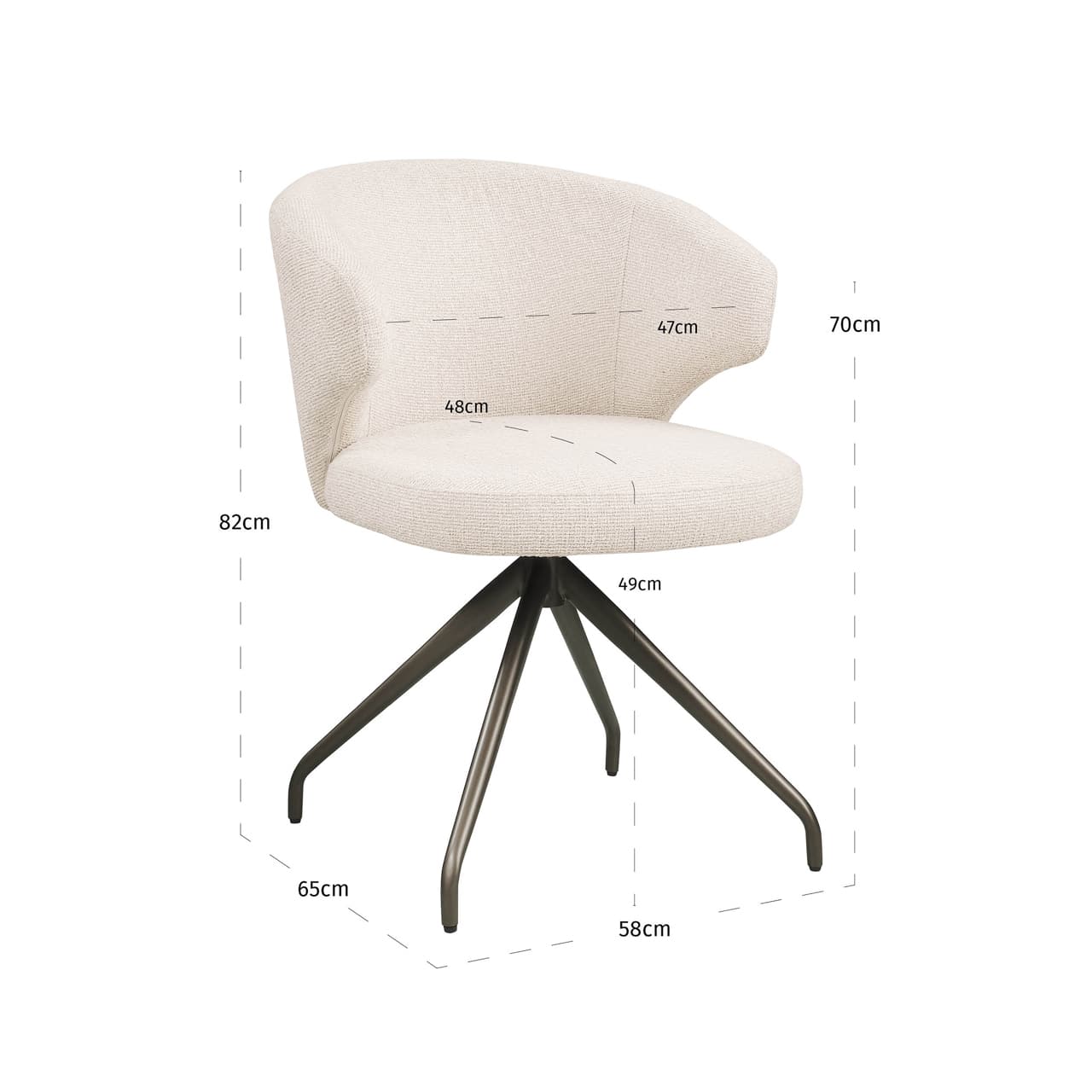 Richmond interiors eetkamerstoel Milly draaibaar met arm biscotti