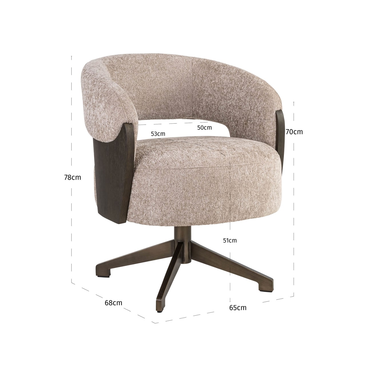 Richmond interiors eetkamerstoel Pollux draaibaar met arm sand
