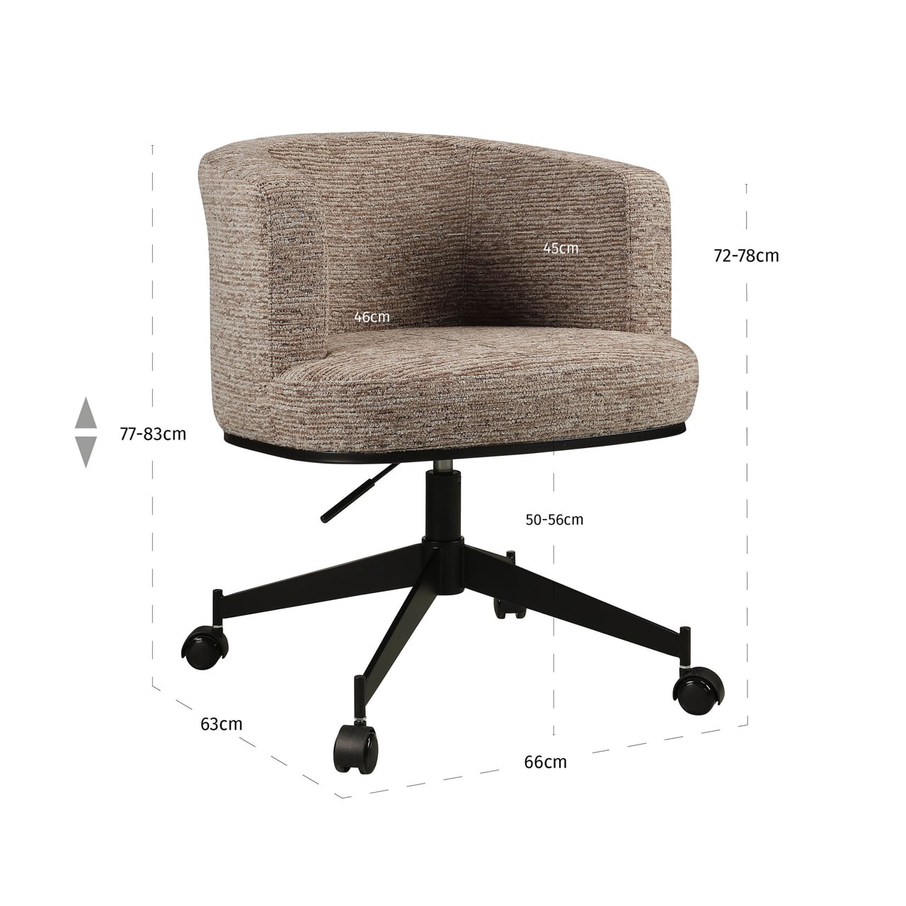 Richmond interiors eetkamerstoel Rochenne draaibaar met arm mocca