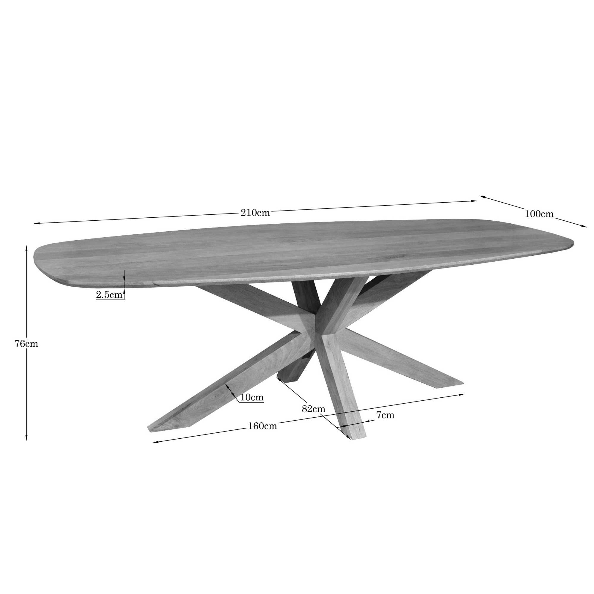 Starfurn Deens ovale eettafel Nina Naturel Mangohout 210 cm