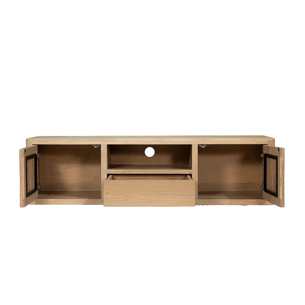Tower Living tv meubel zwevend/ staand Tenna 150x45x40 cm mangohout naturel