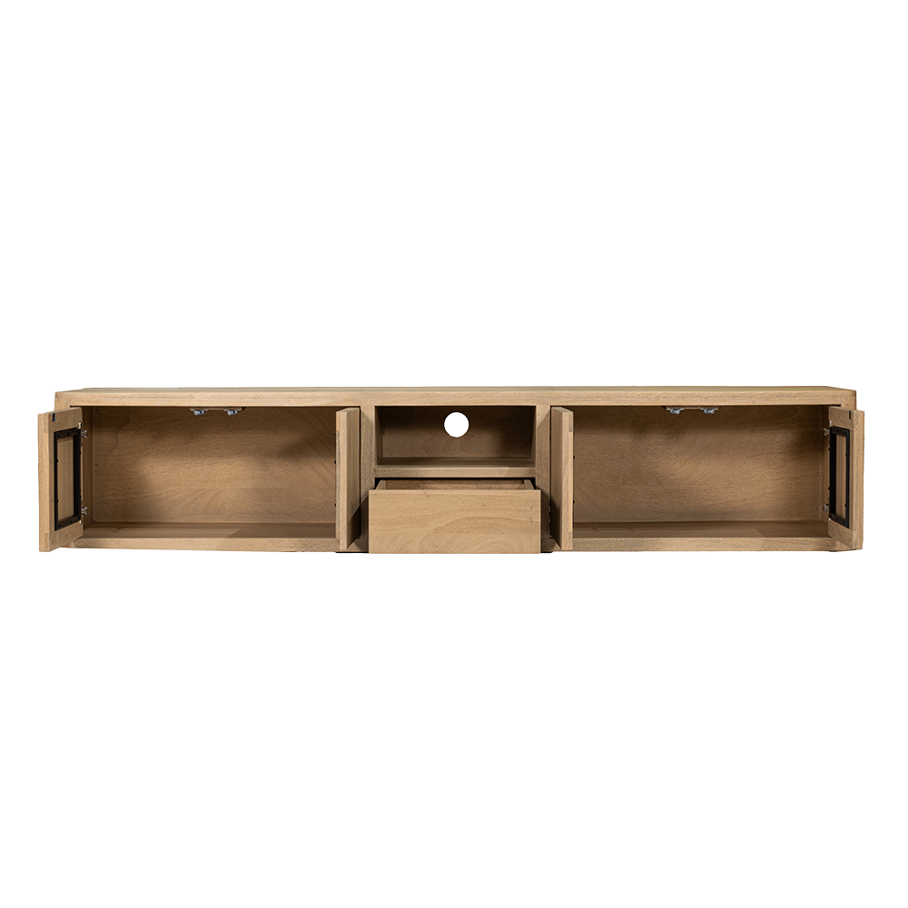Tower Living tv meubel zwevend/ staand Tenna 200x45x40 cm mangohout naturel
