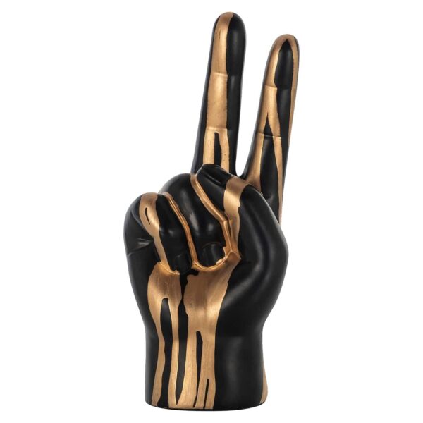 Richmond Interiors deco object hand peace black/ gold