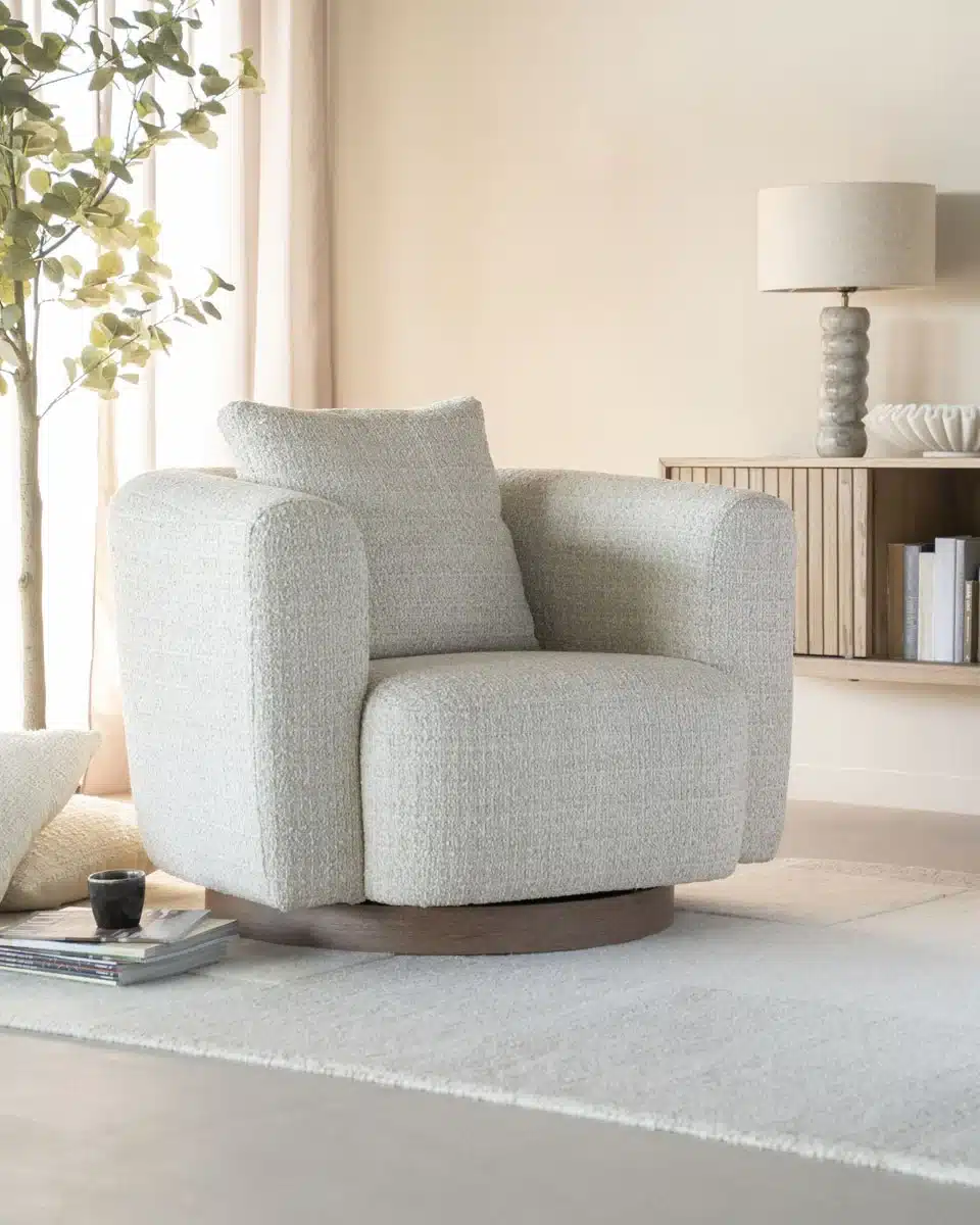 Eleonora fauteuil Jordan draaibaar met arm beige
