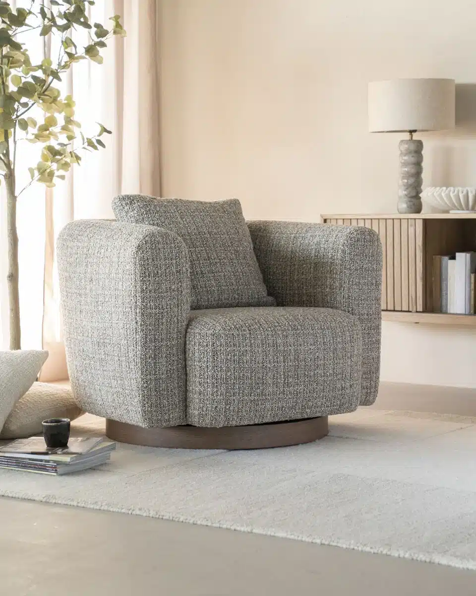 Eleonora fauteuil Jordan draaibaar met arm taupe