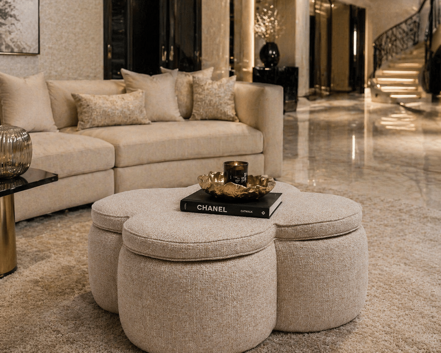 Richmond Interiors opberg poef Corbeau sand