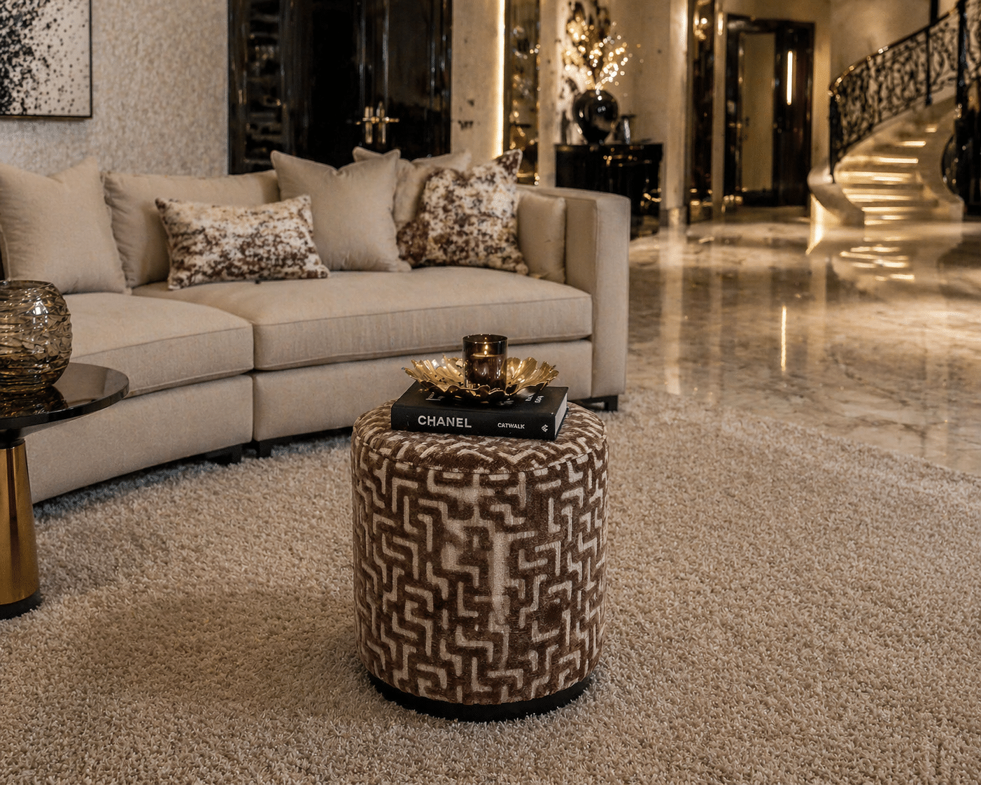 Richmond Interiors poef Lexie 45Ø bruin